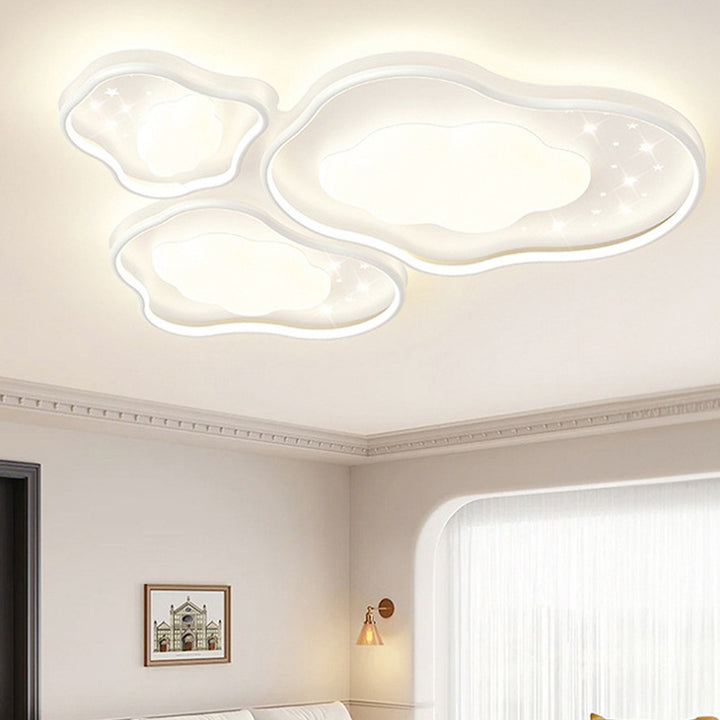 Moderne minimalistische Wolken-Blumenform Eisen Acryl LED Deckenleuchte für Schlafzimmer 