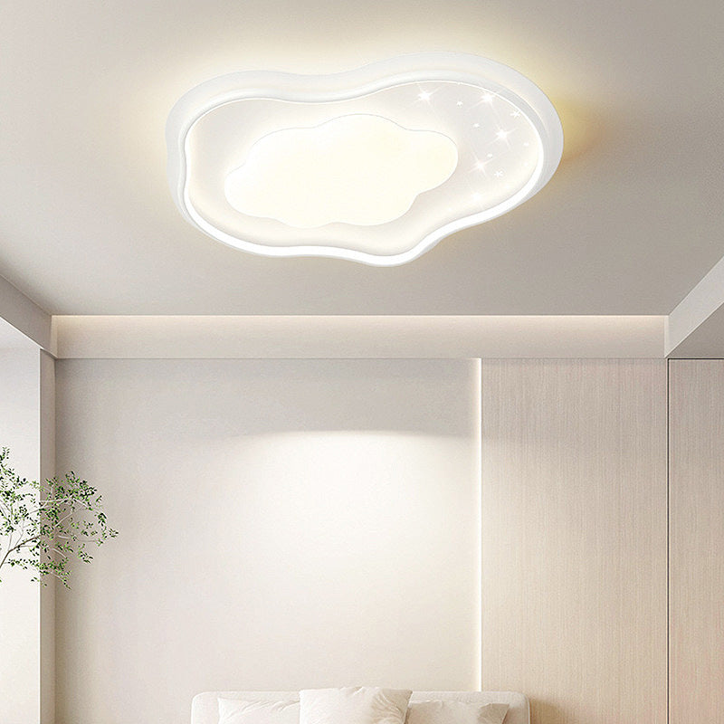 Moderne minimalistische Wolken-Blumenform Eisen Acryl LED Deckenleuchte für Schlafzimmer 
