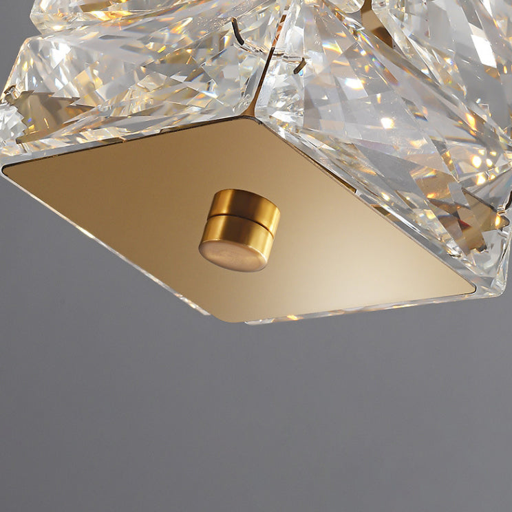 Lustre à LED moderne en spirale en acier inoxydable avec cylindre en cristal pour chambre 