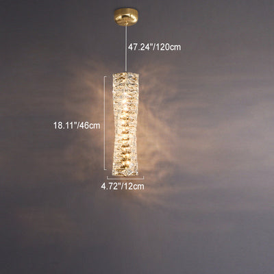 Lustre à LED moderne en spirale en acier inoxydable avec cylindre en cristal pour chambre 