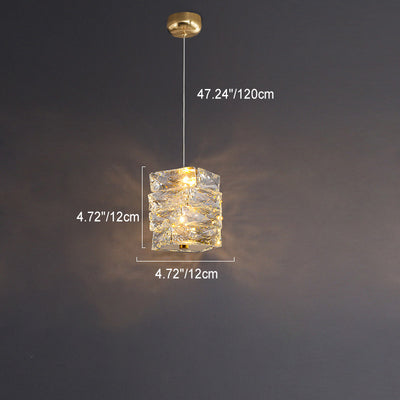 Lustre à LED moderne en spirale en acier inoxydable avec cylindre en cristal pour chambre 
