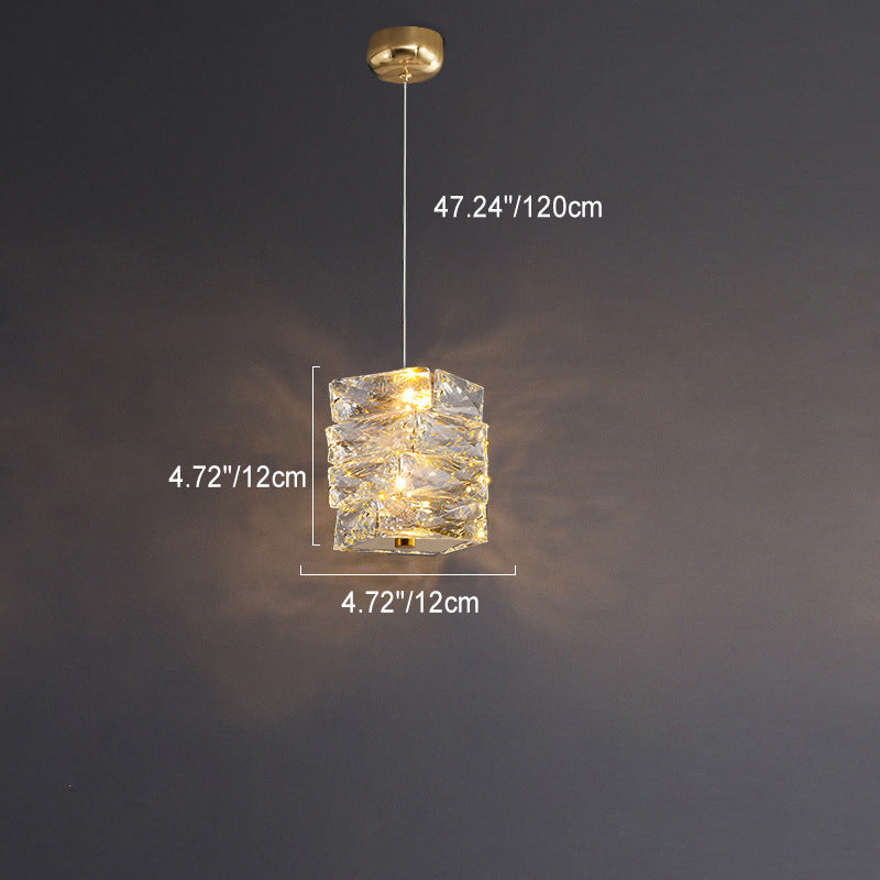 Lustre à LED moderne en spirale en acier inoxydable avec cylindre en cristal pour chambre 