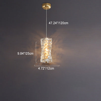 Lustre à LED moderne en spirale en acier inoxydable avec cylindre en cristal pour chambre 