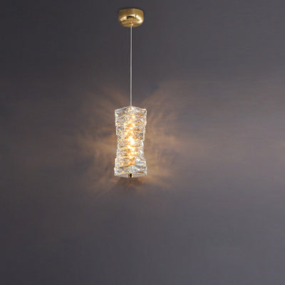 Lustre à LED moderne en spirale en acier inoxydable avec cylindre en cristal pour chambre 