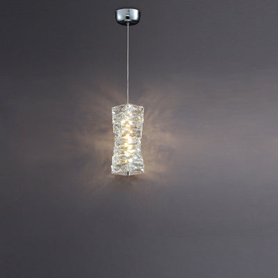 Lustre à LED moderne en spirale en acier inoxydable avec cylindre en cristal pour chambre 