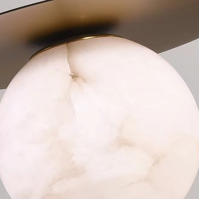 Lámpara colgante moderna Art Deco redonda de cobre con piedra de 1 luz para sala de estar 