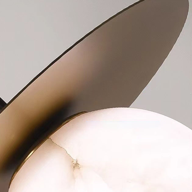 Lámpara colgante moderna Art Deco redonda de cobre con piedra de 1 luz para sala de estar 