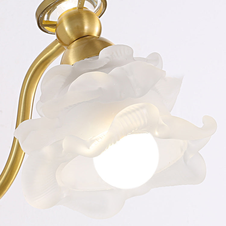 Lámpara de Aplique de Pared de 1 Luz de Vidrio de Cobre con Flor Retro Contemporánea para Dormitorio 