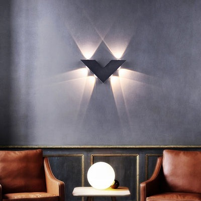 Moderne Einfachheit V-Form Aluminium Glas LED Wandleuchte Lampe für den Außenbereich 