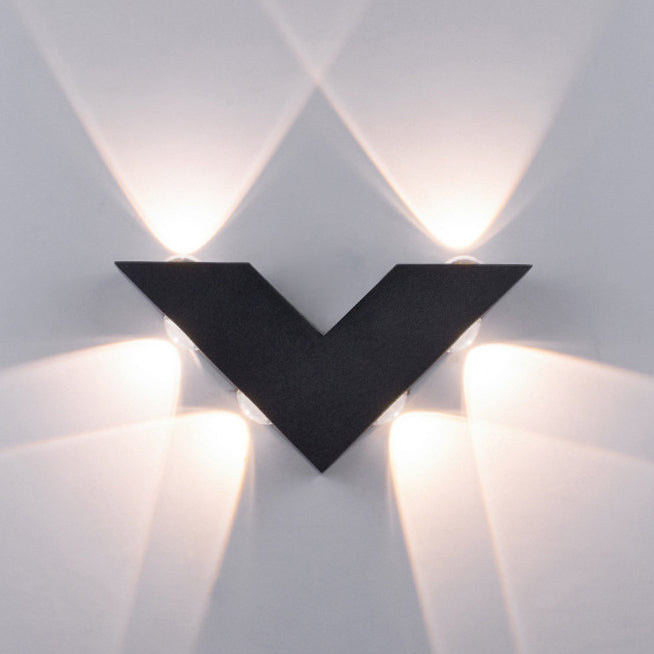 Moderne Einfachheit V-Form Aluminium Glas LED Wandleuchte Lampe für den Außenbereich 