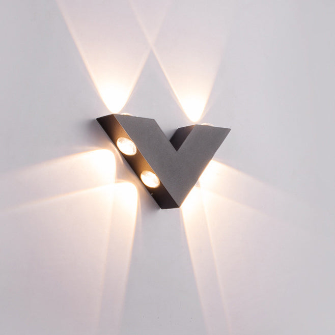 Moderne Einfachheit V-Form Aluminium Glas LED Wandleuchte Lampe für den Außenbereich 