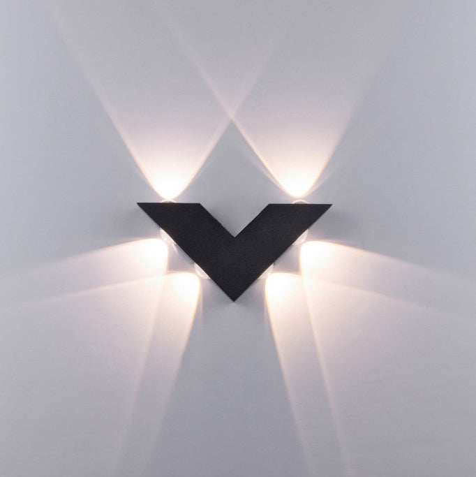 Moderne Einfachheit V-Form Aluminium Glas LED Wandleuchte Lampe für den Außenbereich 