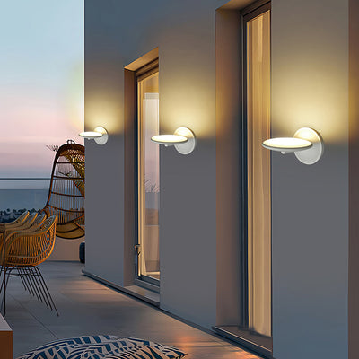 Lámpara Aplique de Pared LED Redonda de Aluminio Acrílico Impermeable Giratoria Minimalista Moderna Para Exteriores 