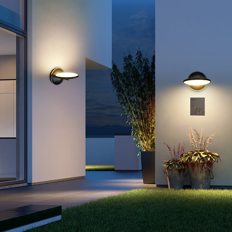 Applique murale LED en aluminium acrylique ronde, rotative, étanche et minimaliste moderne pour l&