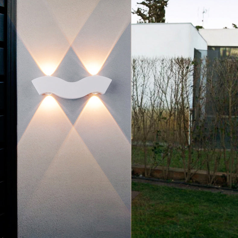 Moderne Einfachheit wasserdichte Aluminiumwelle LED Wandleuchte Lampe für den Außenbereich 