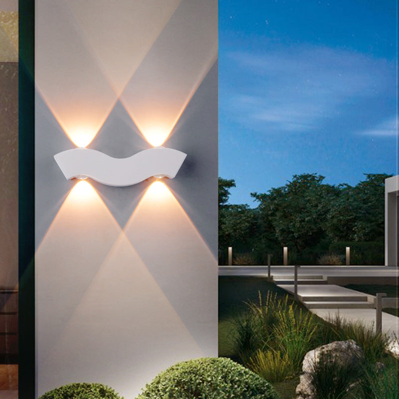 Moderne Einfachheit wasserdichte Aluminiumwelle LED Wandleuchte Lampe für den Außenbereich 