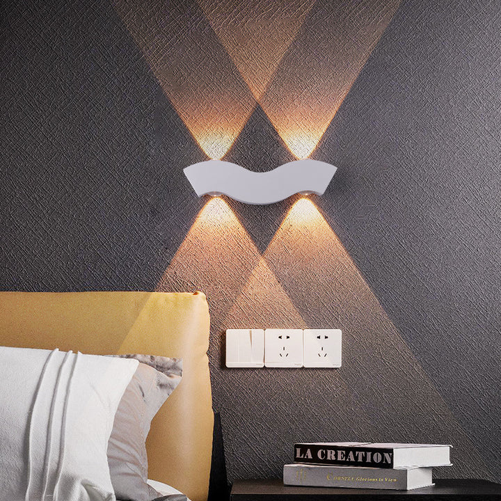 Moderne Einfachheit wasserdichte Aluminiumwelle LED Wandleuchte Lampe für den Außenbereich 