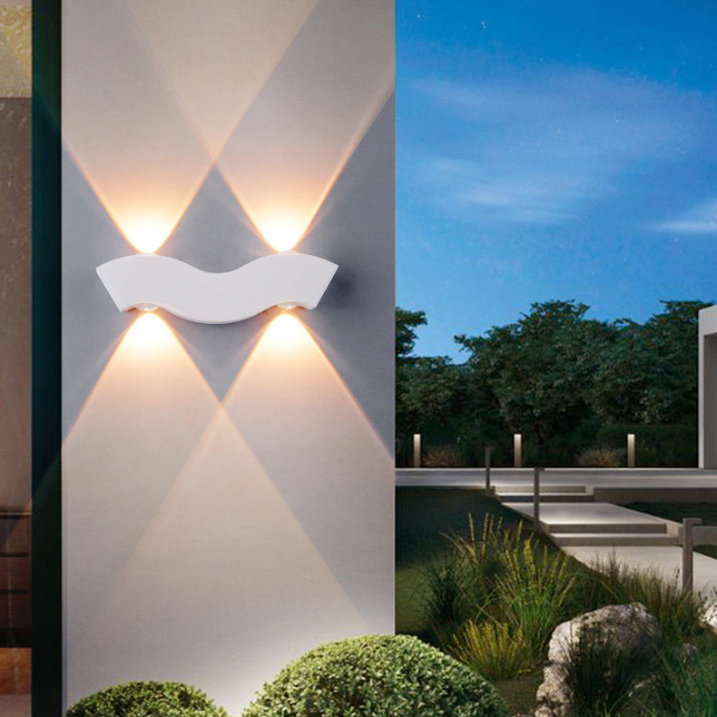 Moderne Einfachheit wasserdichte Aluminiumwelle LED Wandleuchte Lampe für den Außenbereich 
