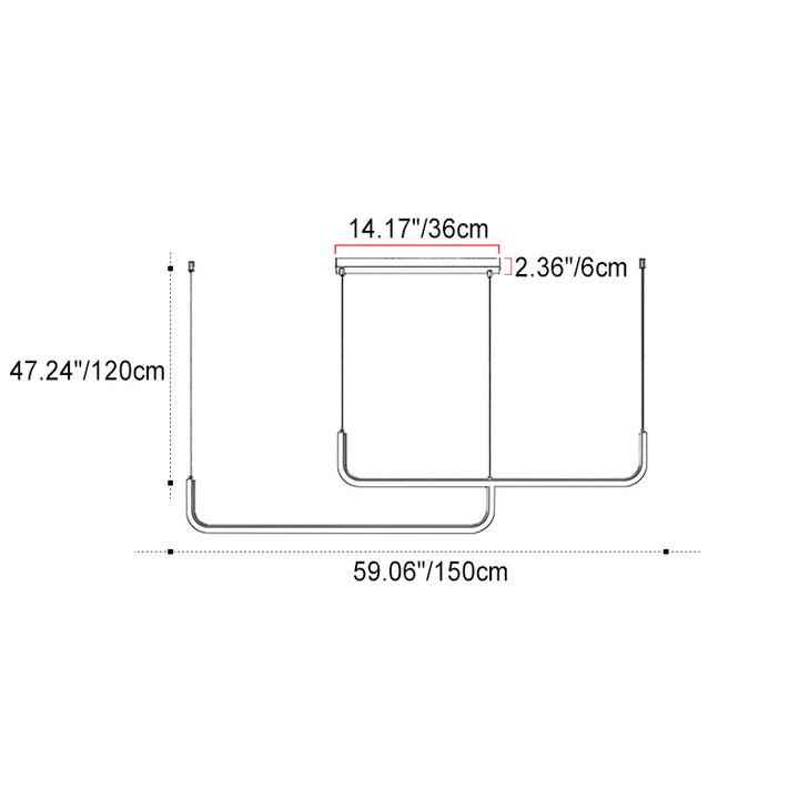 Lustres LED en gel de silice en aluminium à bande longue moderne minimaliste pour salle à manger 