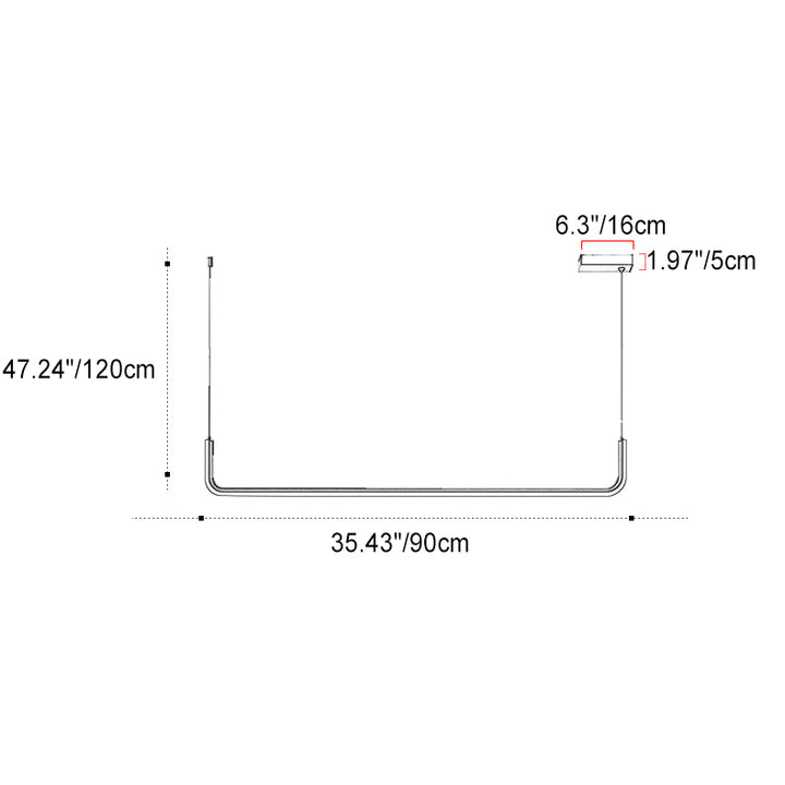 Lustres LED en gel de silice en aluminium à bande longue moderne minimaliste pour salle à manger 