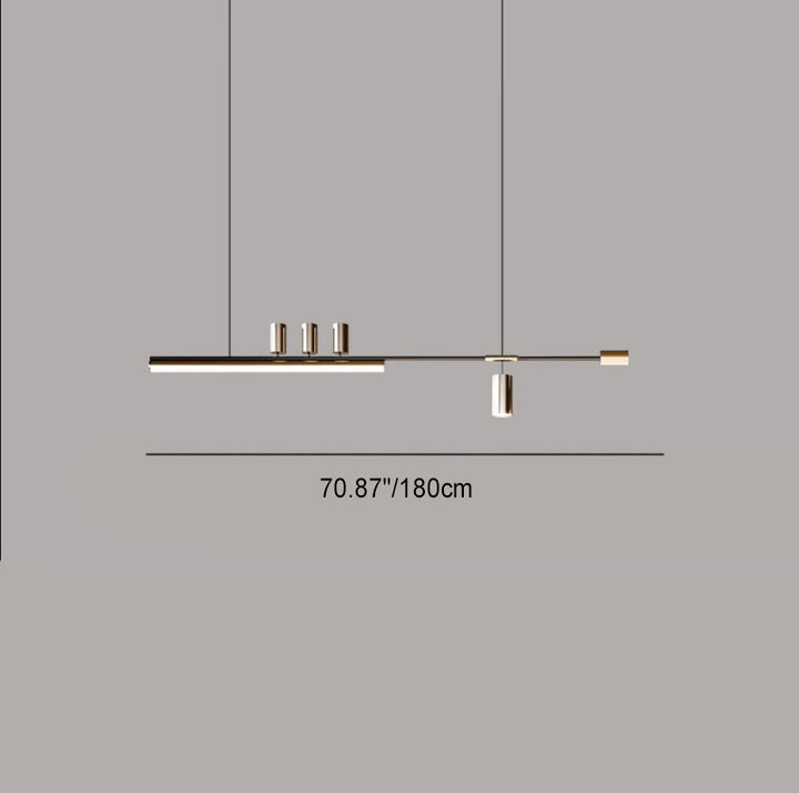 Modern Minimalist Aluminum Iron Cylinder Long Strip LED Island Light Chandeliers For Dining Room