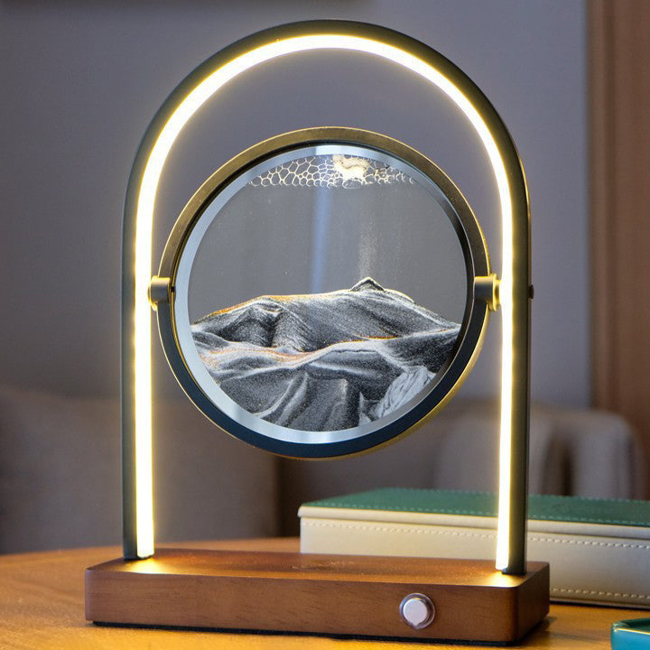Zeitgenössische kreative schwebende Sandholz Aluminium PVC USB LED Tischlampe für das Schlafzimmer 