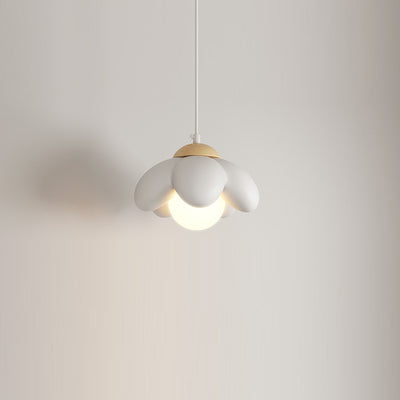 Suspension Luminaire en Résine de Bois et Fleurs Nordiques Contemporaines à 1 Lumière pour Salon 