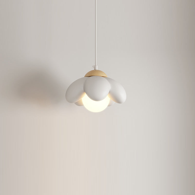 Suspension Luminaire en Résine de Bois et Fleurs Nordiques Contemporaines à 1 Lumière pour Salon 