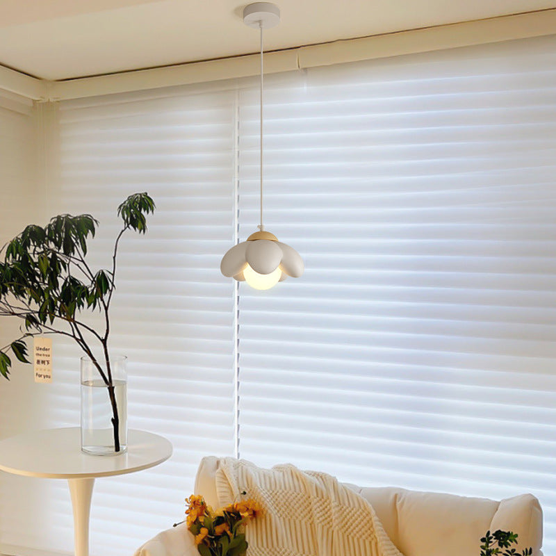 Suspension Luminaire en Résine de Bois et Fleurs Nordiques Contemporaines à 1 Lumière pour Salon 