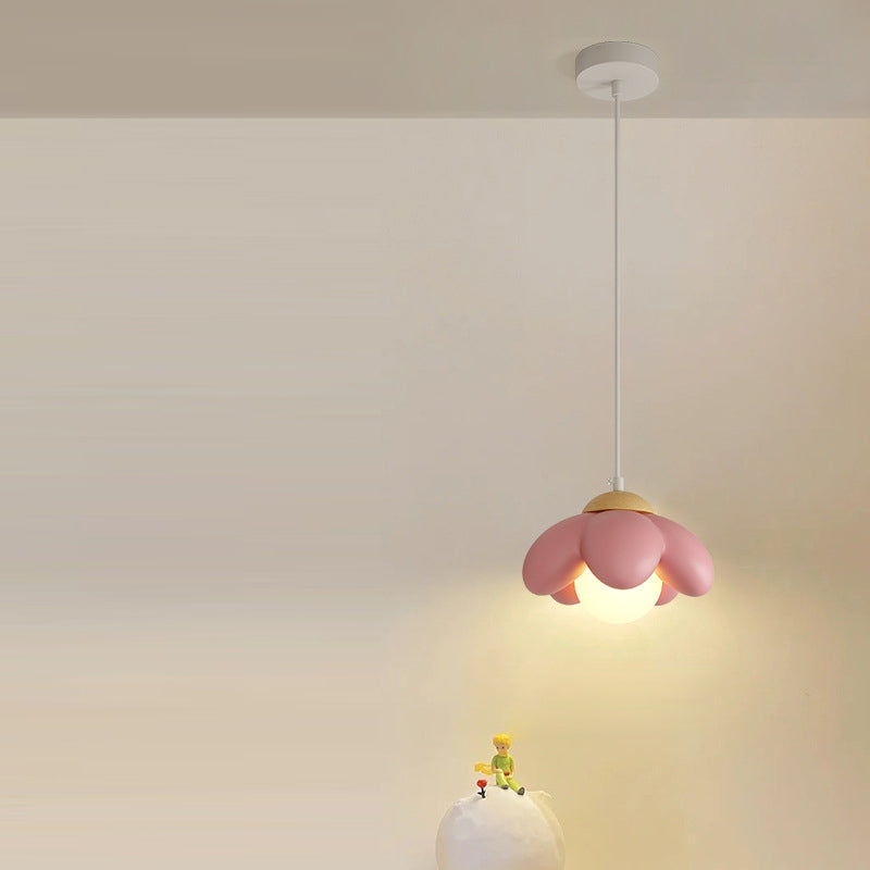 Suspension Luminaire en Résine de Bois et Fleurs Nordiques Contemporaines à 1 Lumière pour Salon 