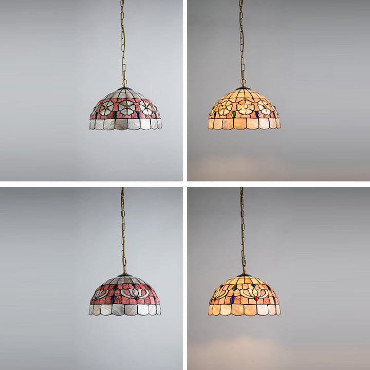 Dôme Tiffany traditionnel en cuivre, suspension à 1 lumière pour salon 