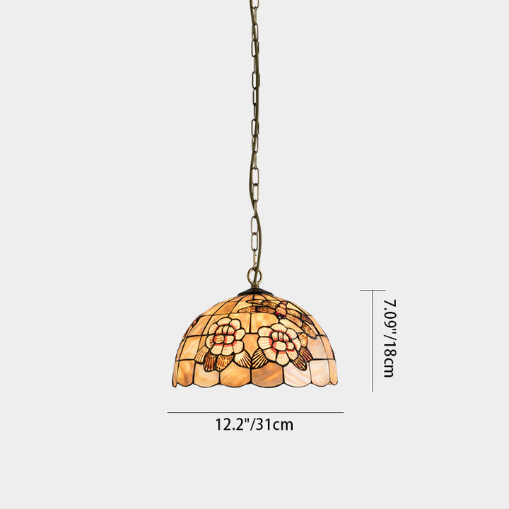 Dôme Tiffany traditionnel en cuivre, suspension à 1 lumière pour salon 