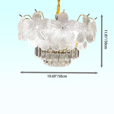 Lustre en cristal à 12 lumières Petal Iron de luxe moderne pour salon 