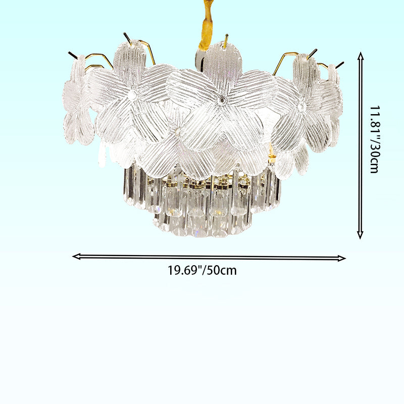 Lustre en cristal à 12 lumières Petal Iron de luxe moderne pour salon 
