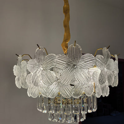 Lustre en cristal à 12 lumières Petal Iron de luxe moderne pour salon 