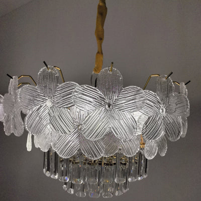 Lustre en cristal à 12 lumières Petal Iron de luxe moderne pour salon 