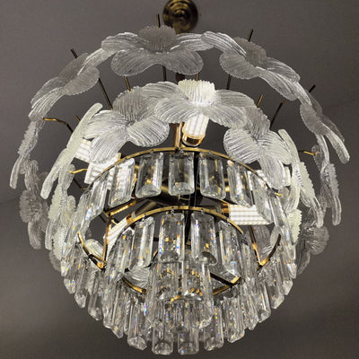 Lustre en cristal à 12 lumières Petal Iron de luxe moderne pour salon 