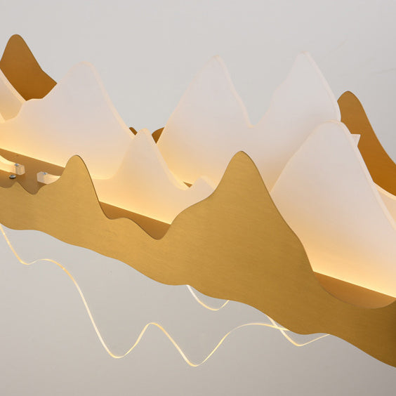 Traditionelle Chinesische Landschaft Eisen Acryl LED Insel Licht Kronleuchter Für Wohnzimmer 