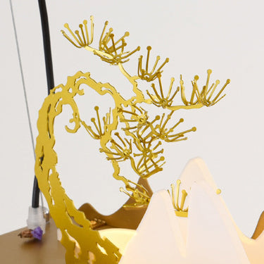 Traditionelle Chinesische Landschaft Eisen Acryl LED Insel Licht Kronleuchter Für Wohnzimmer 