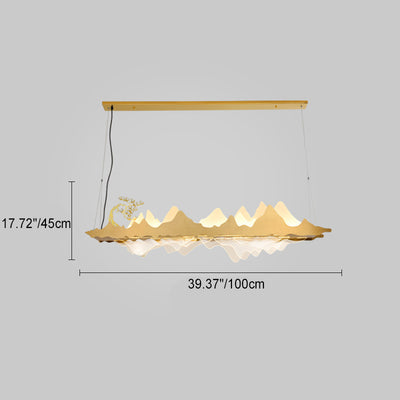 Traditionelle Chinesische Landschaft Eisen Acryl LED Insel Licht Kronleuchter Für Wohnzimmer 