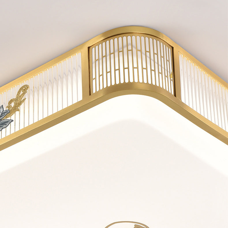 Traditionelle chinesische runde quadratische Pfingstrose Hardware Acryl LED Unterputz Deckenleuchte für Schlafzimmer 
