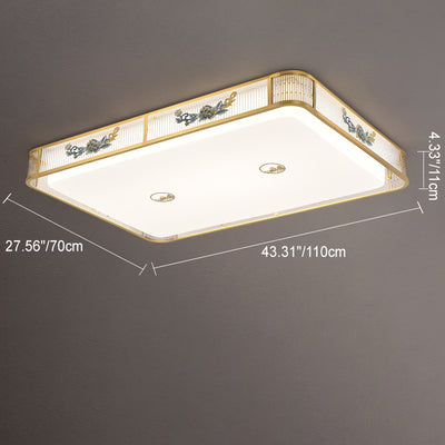 Traditionelle chinesische runde quadratische Pfingstrose Hardware Acryl LED Unterputz Deckenleuchte für Schlafzimmer 