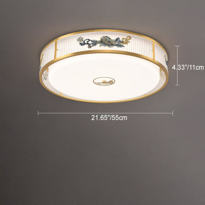 Traditionelle chinesische runde quadratische Pfingstrose Hardware Acryl LED Unterputz Deckenleuchte für Schlafzimmer 