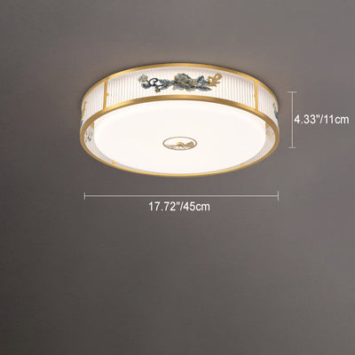 Traditionelle chinesische runde quadratische Pfingstrose Hardware Acryl LED Unterputz Deckenleuchte für Schlafzimmer 