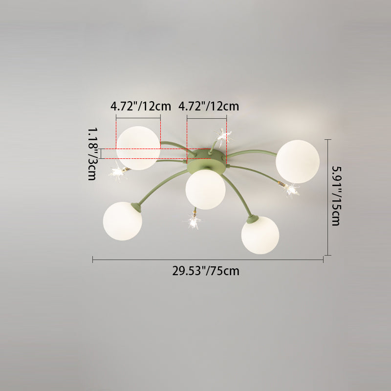 Matériel de boule en verre crème nordique contemporain 9/13/17 lumières lustre pour salle à manger 