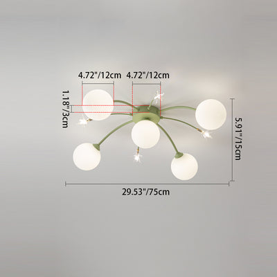 Contemporary Nordic Cream Glass Ball Hardware 9/13/17 Lights Chandelier For Dining Room