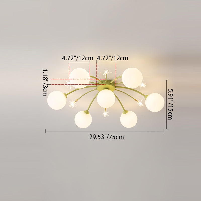Matériel de boule en verre crème nordique contemporain 9/13/17 lumières lustre pour salle à manger 