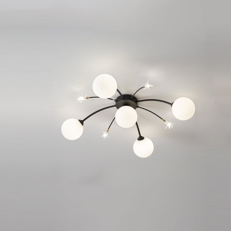 Matériel de boule en verre crème nordique contemporain 9/13/17 lumières lustre pour salle à manger 