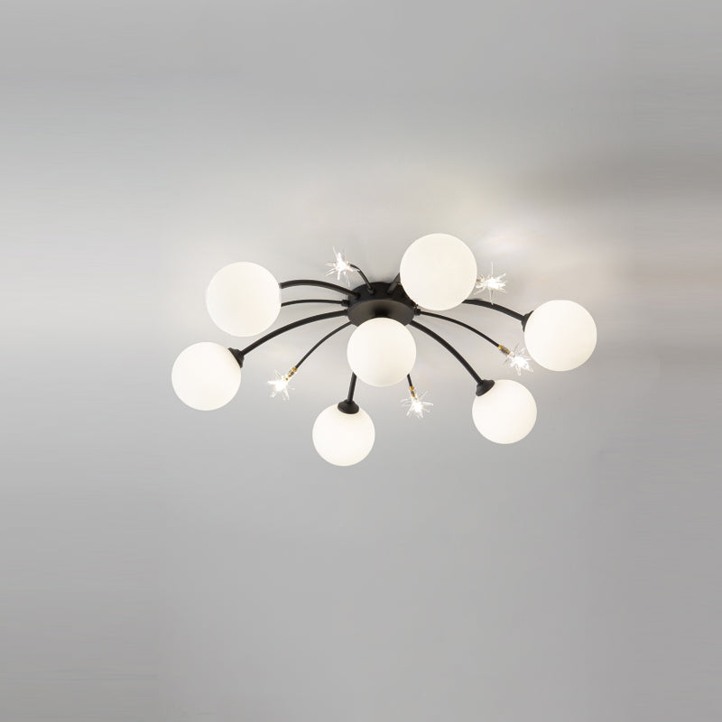 Matériel de boule en verre crème nordique contemporain 9/13/17 lumières lustre pour salle à manger 