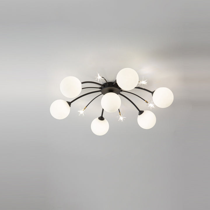 Matériel de boule en verre crème nordique contemporain 9/13/17 lumières lustre pour salle à manger 